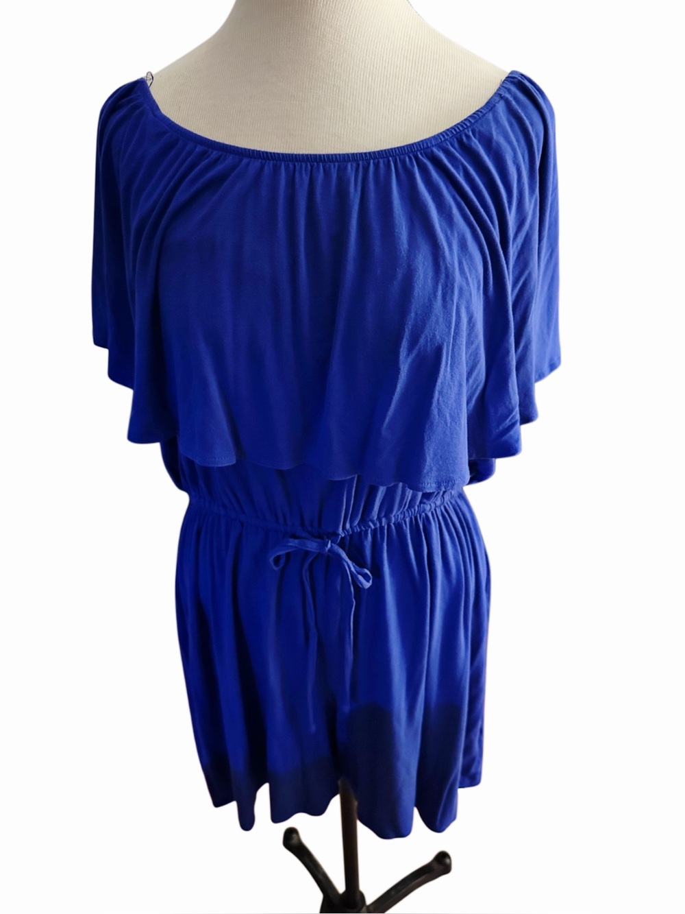 Old Navy Royal Blue Off Shoulder Romper Women’s Large Flutter Sleeve